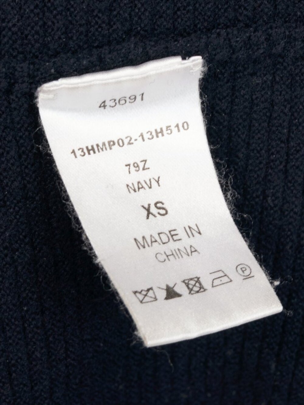 Chloe Navy Wool Ribbed-Knit Back Zip Sweater - Picture 8 of 9